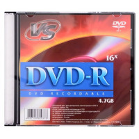 Диск DVD-R VS 4.7 Gb, 16x, Slim Case (5), для печати, ШТУКА