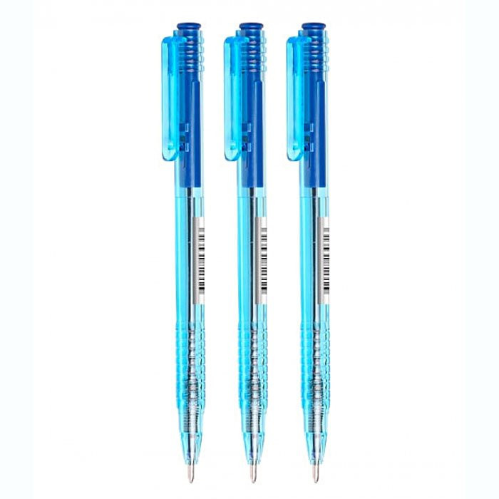 Ручка шариковая автоматическая (СТАММ) прозрачный корпус, масляная основа, 0,7мм синяя арт.РШ500 (Ст.250)