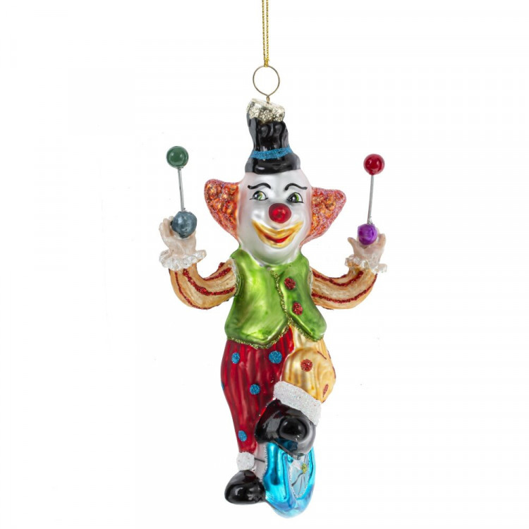 Украшение декоративное стекло "Клоун" 15,5см цв.микс арт.809229