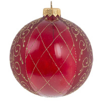 Шар стекло без упаковки /1шт/ 11см "Венецианская сетка" красный арт.716128_6