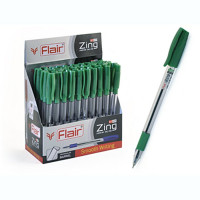 Ручка шариковая прозрачный корпус резиновый упор (Flair) арт.F-1151/зеленая ZING (Ст.50)