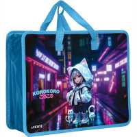 Сумка пластик А4 (deVENTE) на молнии ручка-тесьма Korokoro 3D с расширением арт.8057550