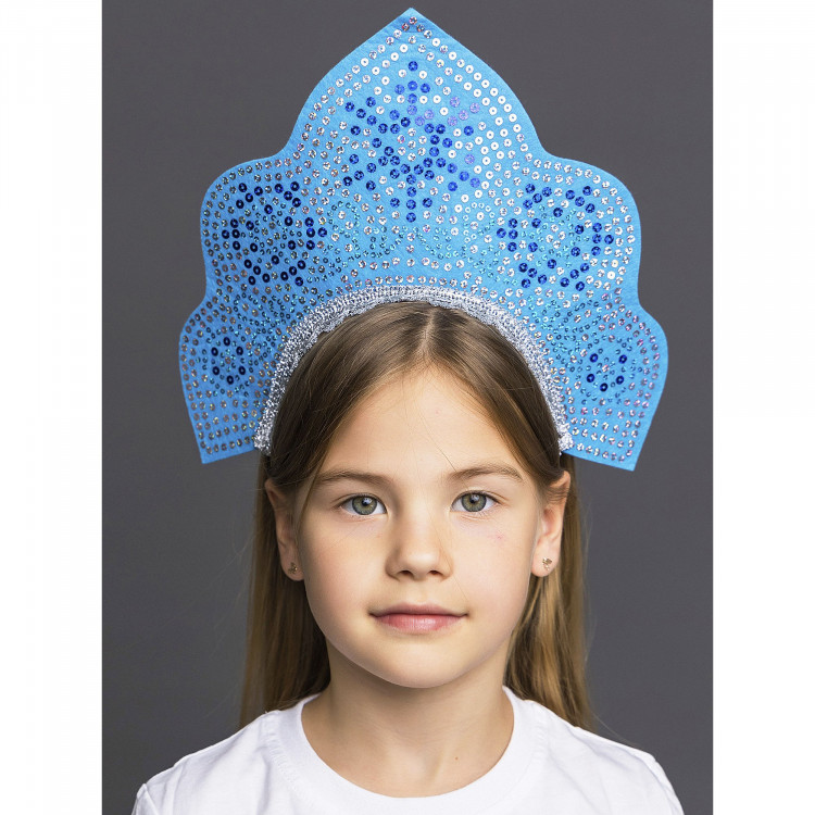 Кокошник детский "Снегурочка Танюшка" бирюзовый б/р арт.3027 к22