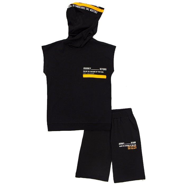 Комплект для мальчика арт.DMB 7396/7397 размер 32/128-44/164 (футболка+шорты) цвет черный