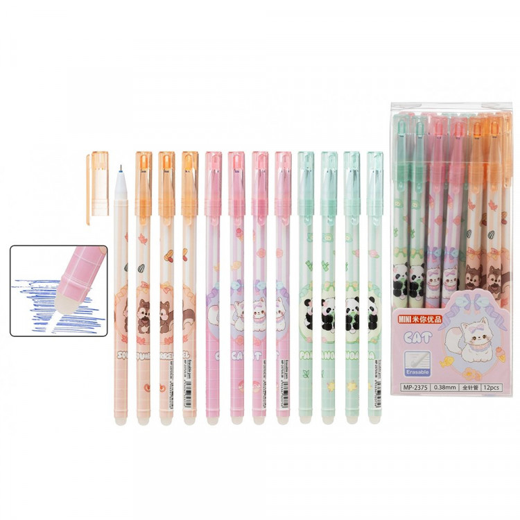 Ручка гелевая ПИШИ-СТИРАЙ (МС) синяя Животные 0,38мм арт.MP-2375 (Ст.12)