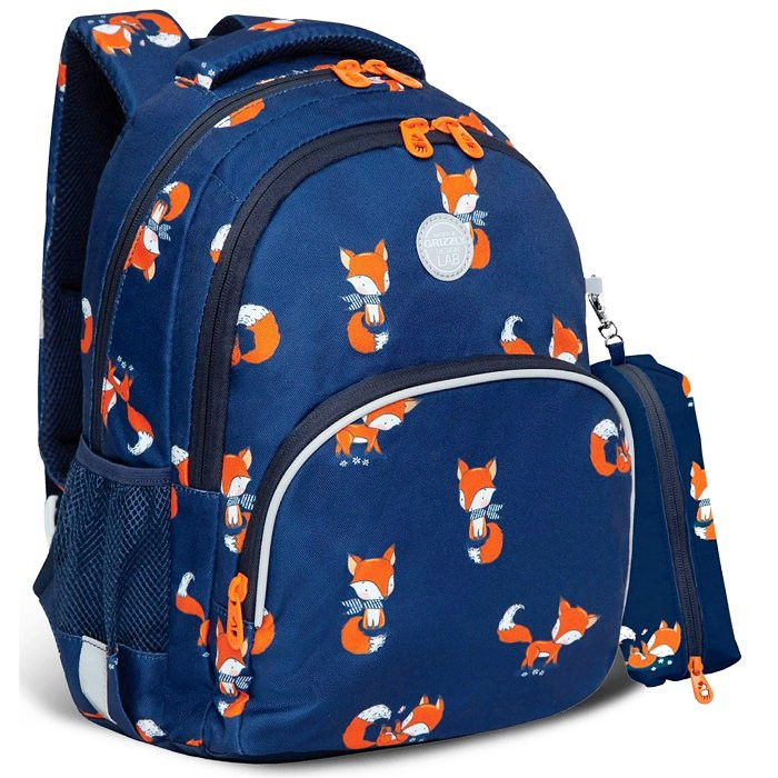 Рюкзак для девочек школьный (Grizzly) арт.RG-260-6/1 лисички 27х40х20см