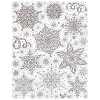 Украшение-наклейка на окно 30*38см "Снежинки серебро" арт.90276