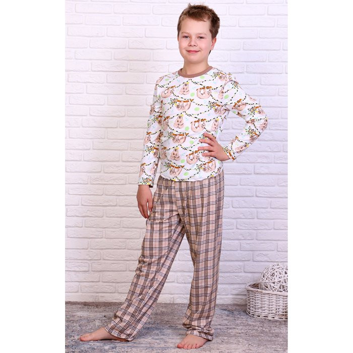 Пижама для мальчика арт.Сэм размер 32/122-38/152 цвет бежевый
