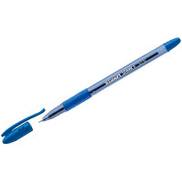 Ручка шариковая  прозрачный корпус  резиновый упор Luxor Spark II синяя, игла, масло, корпус синий арт.31072/12(Ст.12)