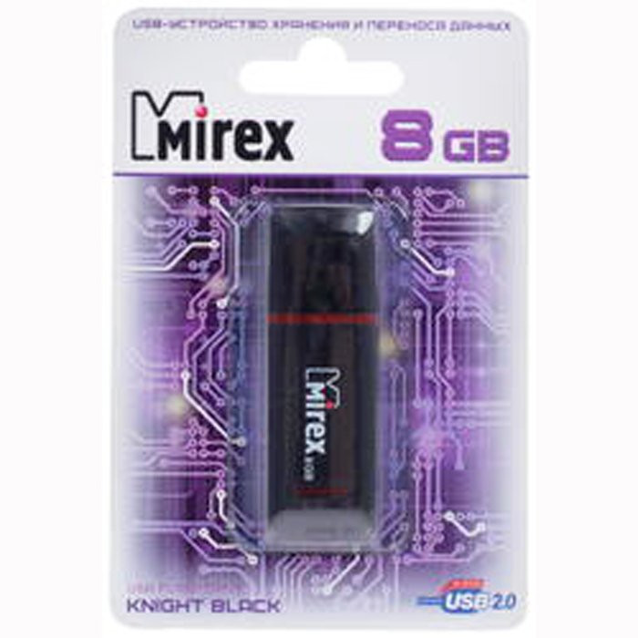 Флеш диск 8GB USB 2.0 Mirex Knight черный