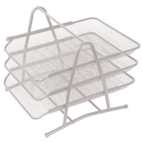 Лоток для бумаг 3-x секционный "deVENTE" размер 35x29,5x26,7 см, сетчатая металлический, серый арт.3041010 (Ст.12)