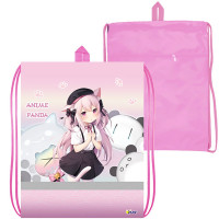 Сумка для сменной обуви 1 отделение с карманом (ОНИКС) МО-26-1с-2р Аниме с пандами 370х470 мм