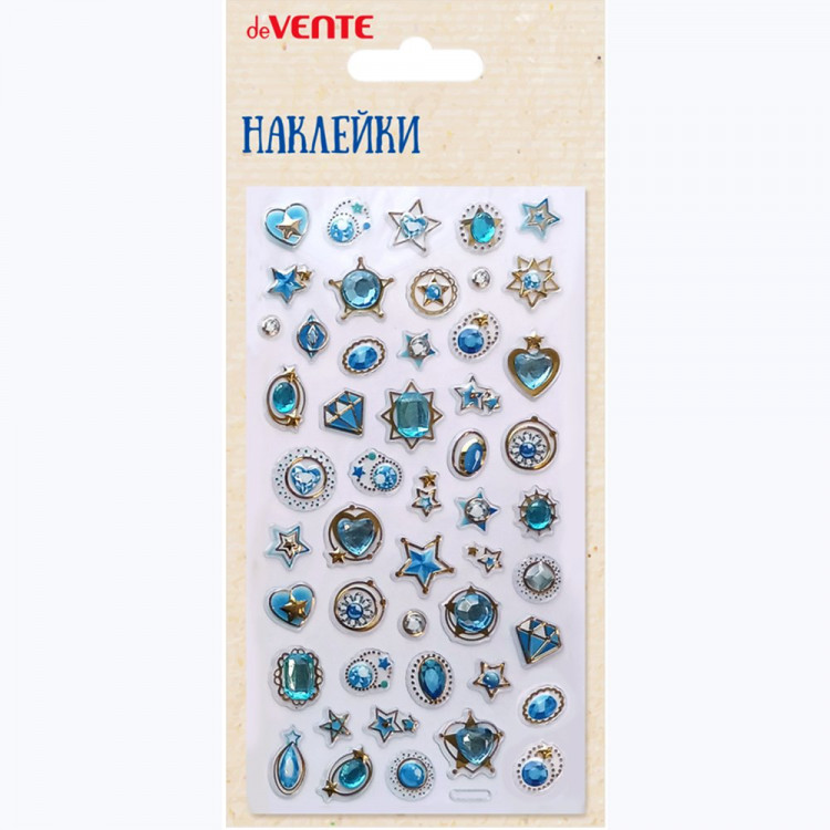 Наклейки со стразами (deVENTE) Blue Diamonds объемные, размер карточки 9×17,5 см арт.8132560