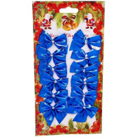 Украшение декоративное "Бант" 12шт/наб. 06см синий арт.185-0142