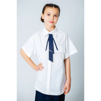 Блузка для девочки (Делорас) короткий рукав цвет голубой + галстук 1267 арт.63920CS размерный ряд 34/134-44/164