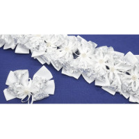 Резинка для волос 02шт Бант цв. бел. 13см арт.KG-188M белый пайетки