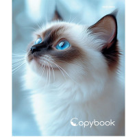 Тетрадь на кольцах А5 клетка 80 листов (Prof-Press) Голубоглазая кошка глянцевая ламинация лен арт.Т80-4895