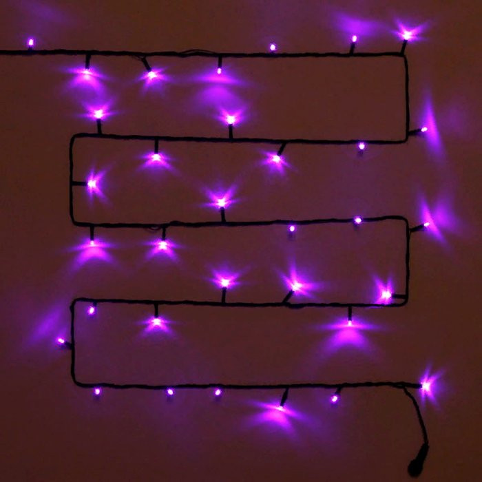 Гирлянда электрическая уличная точечная 15м 180LED цвет фиолетовый (темный провод) 8режимов арт. 183-159