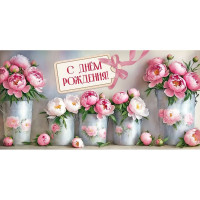 Открытка-конверт "С Днём рождения!" лак/блёстки арт.5.0001177