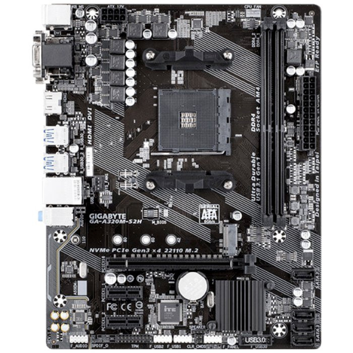 Материнская плата GIGABYTE GA-A320M-S2H, SocketAM4, AMD A320, mATX, Ret