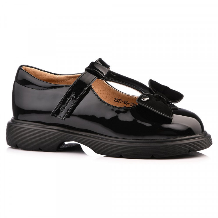 Туфли для девочки (FLAMINGO) черные верх-искусственная кожа лак подкладка-натуральная кожа размерный ряд 29-32 арт.232T-G6-3784