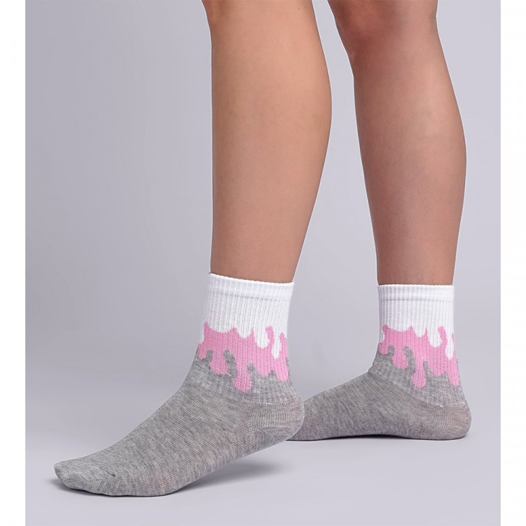Носки детские для девочки арт.С1350 размер 18-20 80% хлопок 18% полиамид 2% эластан цвет меланж серый (Clever)