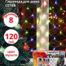 Гирлянда эл. д/дома сетка 1,5*1,5м 120LED цв.мульти (св.провод) 8реж IP-20 арт.196-282
