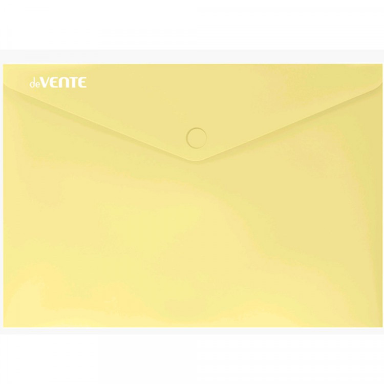 Папка-конверт на кнопке "deVENTE. Pastel" A5 (240x180 мм) 180 мкм, непрозрачная пастельная желтая, индивидуальная маркировка