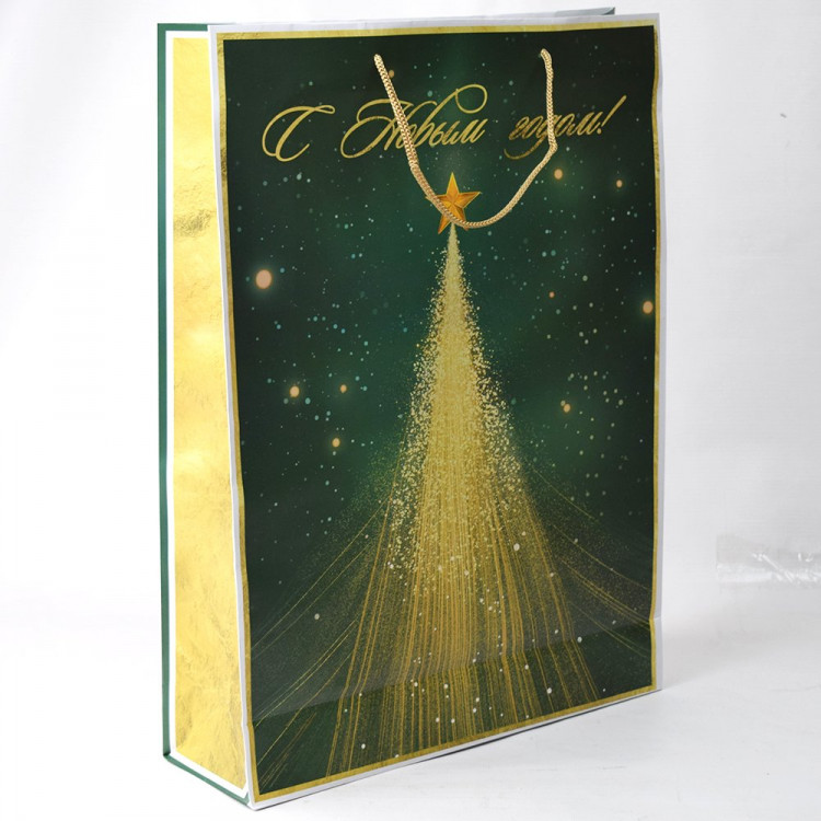 Пакет подароч. бумаж. 33*45,7см "Новогоднее сияние" цв.зелен/золото арт.95785FE