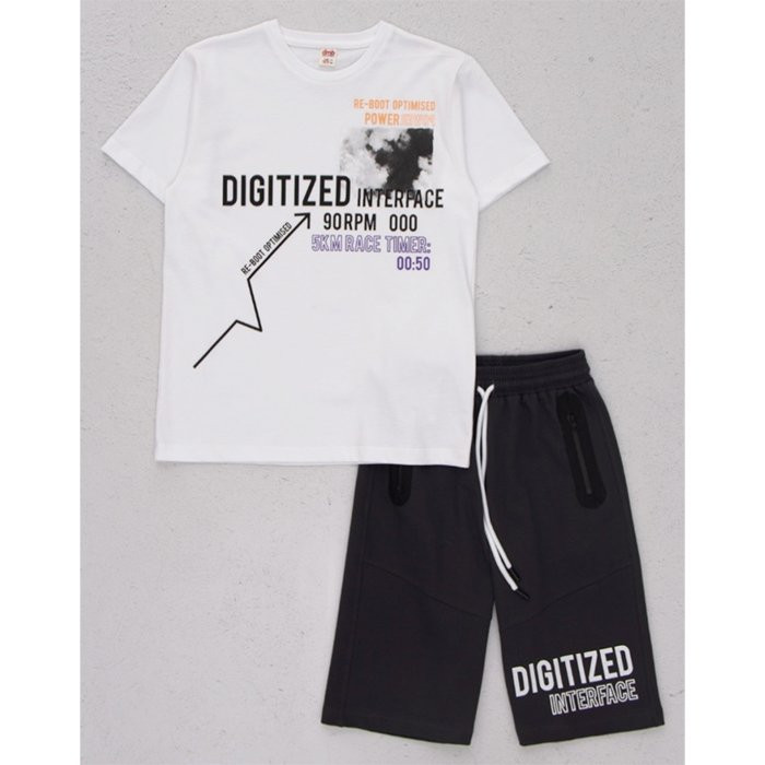 Комплект для мальчика арт.DMB 7404 размер 32/128-44/164 (футболка+шорты) цвет белый