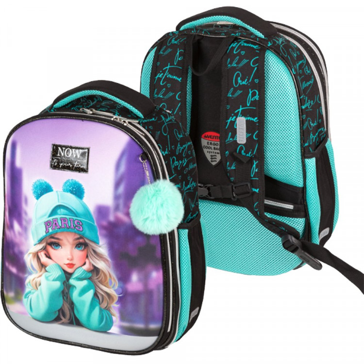 Ранец для девочек школьный (deVENTE) Choice Lite. Paris Girl + брелок 38x29x17см арт.7033526