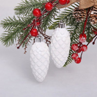 Фигурка на ёлку пластик 09см "Шишки.Таинственное очарование" 02шт/наб. цв.белый арт.916-0419