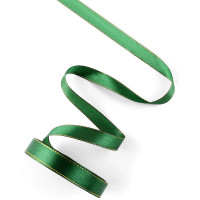 Лента подароч. атласная 15мм*23м цв.зелёный с золотом арт.1902799