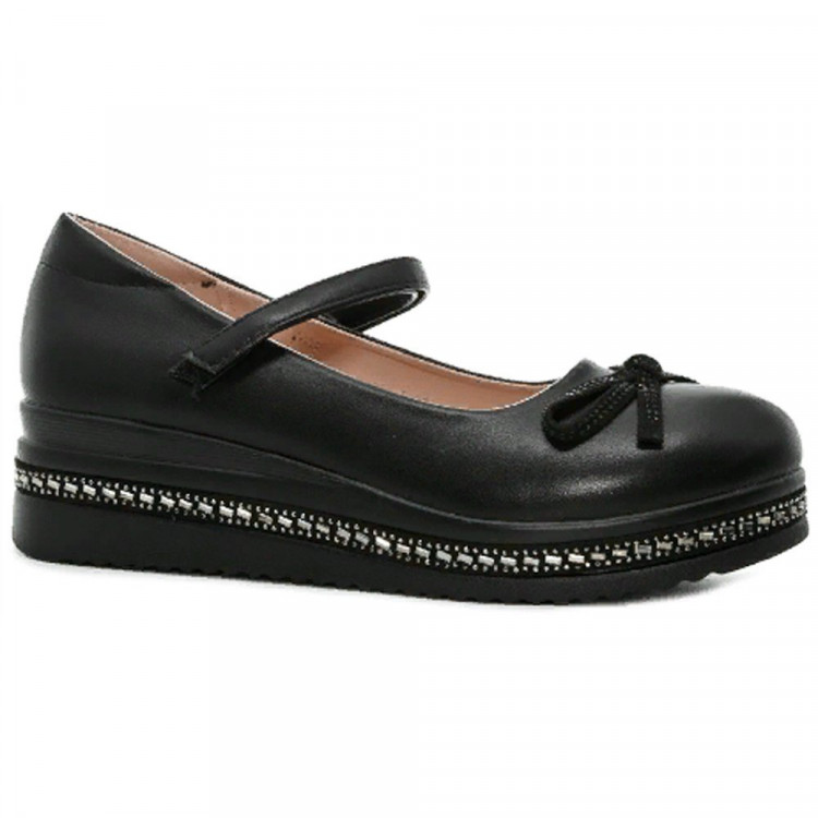 Туфли для девочки (TOM.MIKI) черные верх-искусственная кожа подкладка-натуральная кожа размерный ряд 34-37 арт.B-10208-D