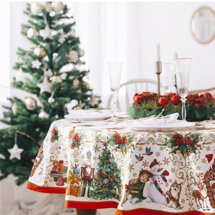 Скатерть d-220см "Новогодние игрушки" арт.2690321