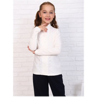 Джемпер для девочки трикотажный (Ликру) длинный рукав цвет экрю арт.0252 ЕВУШКА размерный ряд 32/128-40/158