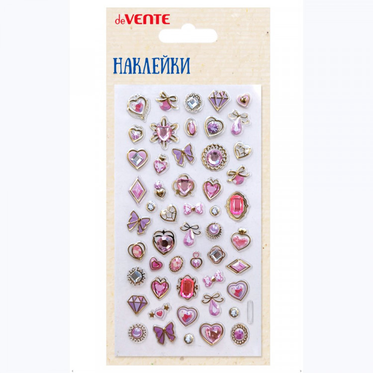 Наклейки со стразами (deVENTE) Pink Bliss объемные, размер карточки 9×17,5 см арт.8132562