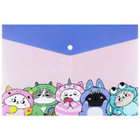 Папка-конверт на кнопке А4 Феникс 180мкм Котята в кугуруми арт.72362