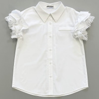 Блузка для девочки  (Kevin Young) короткий рукав цвет белый арт.R105699 размерный ряд 30/122-38/146