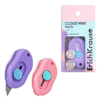 Нож канцелярский 09мм ErichKrause Cloud Mini Pastel пластиковые направляющие арт.62755