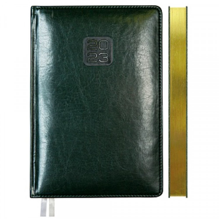 юЕжедневник А5 2023 к/з deVENTE "Bravo" зеленый, золот. срез 176л, 2 ляссе арт.2032306