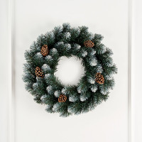 Венок декоративный 50см хвоя ПВХ, с шишками "Канадский" арт.ВКП 50