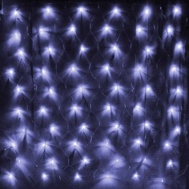 Гирлянда эл. д/дома сетка 1,5*1,5м 120LED цв.белый (св.провод) 8реж IP-20 арт.183-401