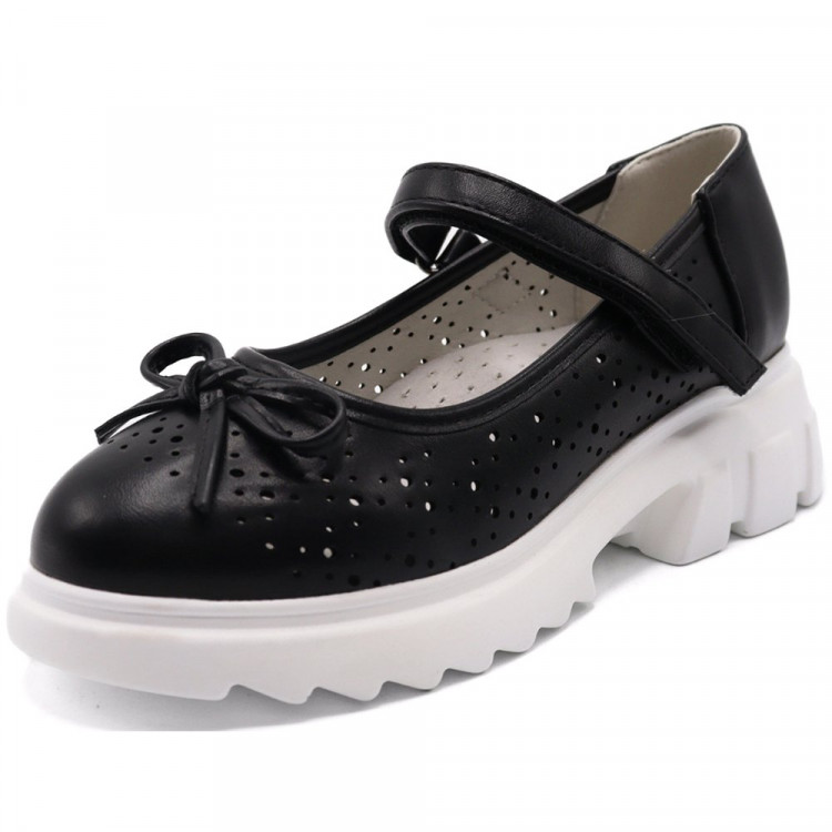 Туфли для девочки (Meitesi) черные верх-искусственная кожа подкладка- искусственная кожа артикул ldj-RG11-6
