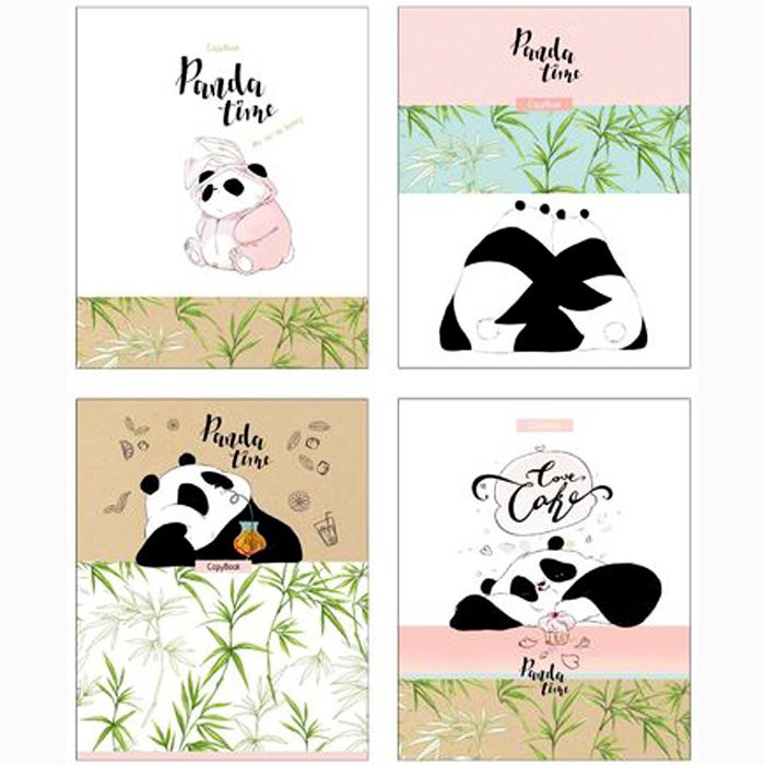 Тетрадь А5 клетка 60 листов скоба (BG) Panda time ассорти арт 8624