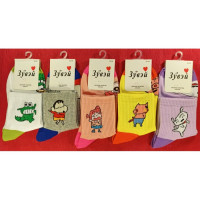 Носки детские арт.0737-4 размер 22-24 хлопок 80% полиамид 15% эластан 5% цвет ассорти для девочки (Зувей)