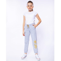 Брюки спортивные для девочки арт.135/135.1 размер 32/128-44/164 трикотажные цвет серый меланж