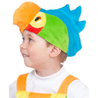 Маска-шапочка карнавальная плюш (ЖИВОТНОЕ) "Попугай" цв.зеленый/голубой/рыжий р.52-54 арт.4101