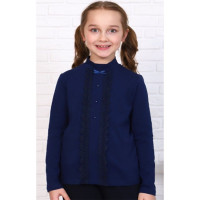 Джемпер для девочки трикотажный (Ликру) длинный рукав цвет темно-синий арт.0252 ЕВУШКА размерный ряд 32/128-40/158
