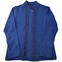 Джемпер для девочки трикотажный (Ликру) длинный рукав цвет темно-синий арт.0252 ЕВУШКА размерный ряд 32/128-40/158